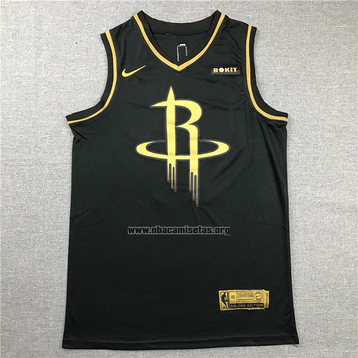 Camiseta Golden Edition Houston Rockets James Harden NO 13 Negro